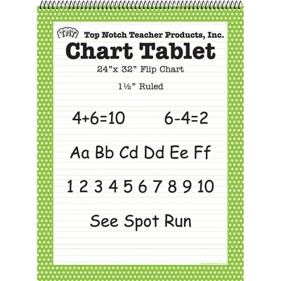 Top Notch Teacher Products Chart Tablet, 1.5 Ruled Flip Chart, 24 x 32, Green Polka Dot, 25 Sheets (TOP3848)