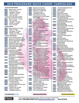PMIC 2019 Procedure Quick Coder Card, Cardiology