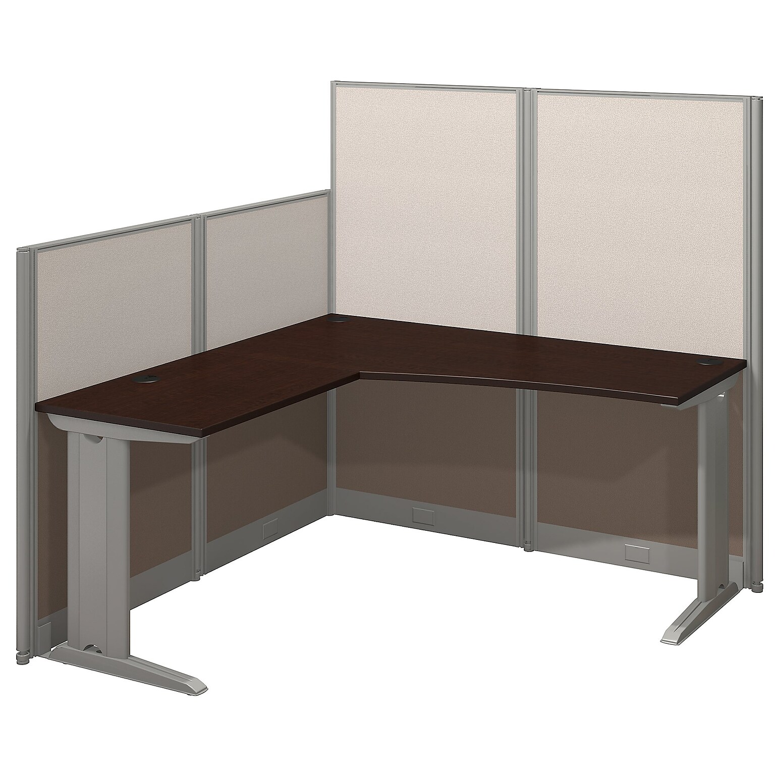 Bush Business Furniture Office in an Hour 65W x 65D L Shaped Cubicle Workstation, Mocha Cherry (WC36894-03K)