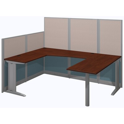 Bush Business Furniture Office in an Hour 89W x 65D U Shaped Cubicle Workstation, Hansen Cherry (WC36496-03K)