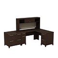 Bush Business Furniture Enterprise 60W x 60D L-Desk with Hutch and Lateral File, Mocha Cherry