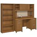 Bush Business Furniture Sector Rectangular Desk with LH Storage Locker, Modern Cherry
