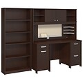 Bush Business Furniture Sector Rectangular Desk with Piler, Filer & Storage Shelf, White