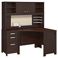 Bush Business Furniture Sector Rectangular Desk with Piler, Filer & Storage Shelf, Mocha Cherry