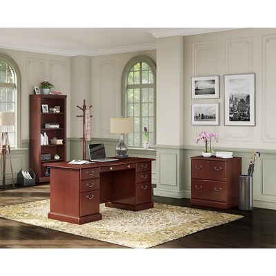 kathy ireland® Home by Bush Furniture Bennington Managers Desk, Lateral File Cabinet and Bookcase,