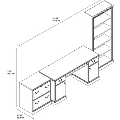 kathy ireland® Home by Bush Furniture Bennington Manager's Desk, Lateral File Cabinet and Bookcase, Harvest Cherry (BNT003CS)
