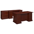 kathy ireland® Home by Bush Furniture Bennington Managers Desk, Credenza and Lateral File Cabinet, Harvest Cherry (BNT004CS)