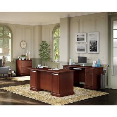 kathy ireland® Home by Bush Furniture Bennington Managers Desk, Credenza and Lateral File Cabinet,