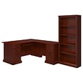 kathy ireland® Home by Bush Furniture Bennington L Shaped Desk and Bookcase, Harvest Cherry (BNT010CS)