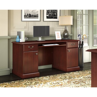 kathy ireland® Home by Bush Furniture Bennington Credenza Desk, Harvest Cherry (WC65510-03K)