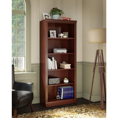 kathy ireland® Home by Bush Furniture Bennington 5 Shelf Bookcase, Harvest Cherry (WC65515-03)