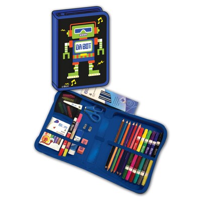 Blumberg Company Da Bot Robot Designed All-In-One School Supplies with Carrying Case, Grades K-4, 41 Pieces (BMB26011690)