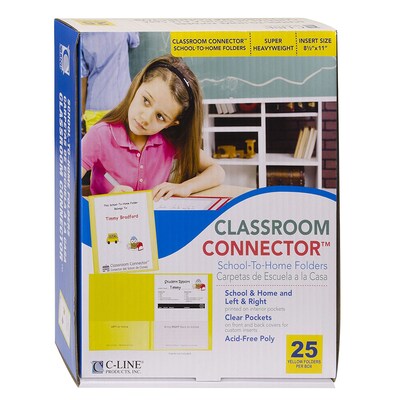 C-Line Classroom Connector School-to-Home Heavyweight File Folder, Letter Size, Yellow, 25/Box (CLI32006)