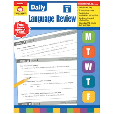 Evan-Moor® Daily Language Review Grade 8 Teachers Edition Activity Book, Language Skills