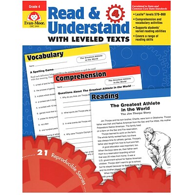 Evan-Moor® Read and Understand With Levelled Texts Grade 4 Resource Book, Language Arts/Reading