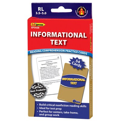 Informational Text Reading Comprehension Practice Cards, Blue Level for Grades 3-5, 54 Pack (EP-3438)