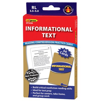 Informational Text Reading Comprehension Practice Cards, Blue Level for Grades 3-5, 54 Pack (EP-3438