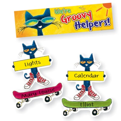 Edupress® Pete the Cat® Mini Bulletin Board Set, Groovy Classroom Jobs, 47/Pack