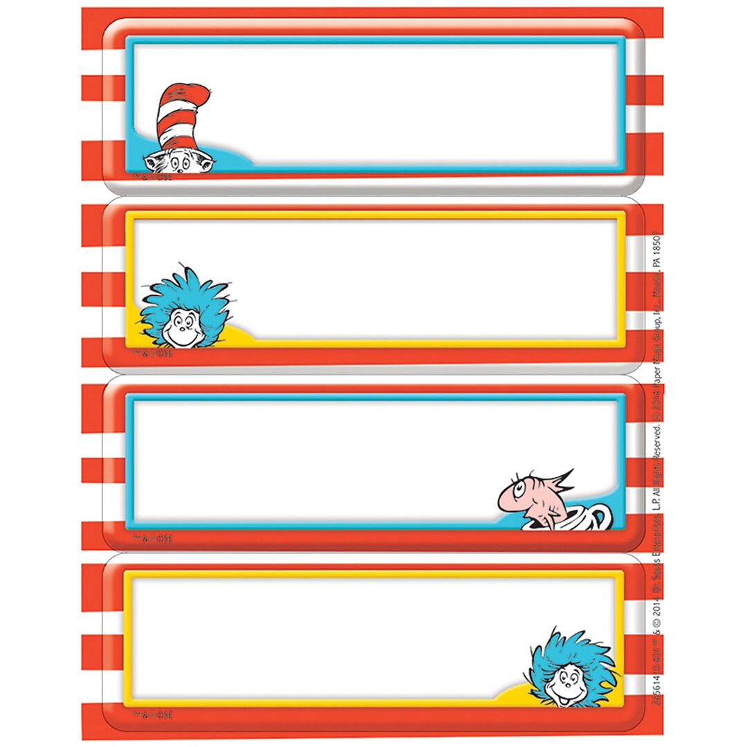 Eureka Label Sticker Dr Seuss 56 Pack Quill Com