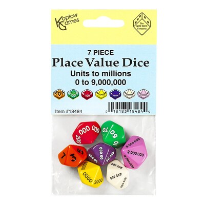 Koplow Games Place Value Dice, Units to Millions, 7/Set (KOP18484)