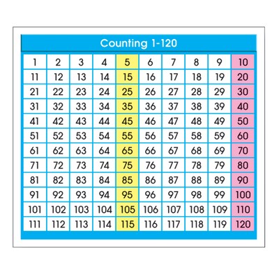 North Star Teacher Resources Counting 1-120 Adhesive Desk Prompt, 4" x 3 1/2"