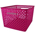 Romanoff Large Plastic Woven Basket 14.5H x 12W, Hot Pink (ROM74207)