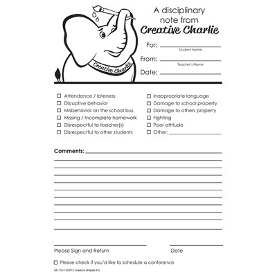 Creative Shapes™ Disciplinary Notes From Creative Charlie