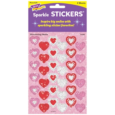 Trend Shimmering Hearts Sparkle Stickers, 72 CT (T-6306)