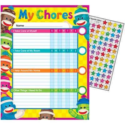 Trend Sock Monkeys Chore Charts, 25 ct. (T-73145)