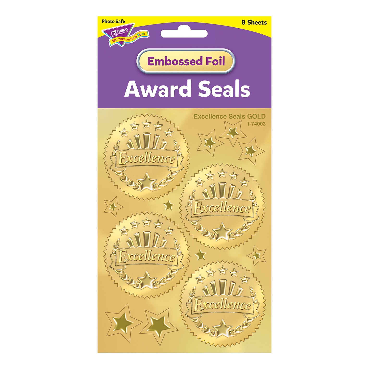 Trend Enterprises® Award Seals Stickers, Excellence, Gold (T-74003)