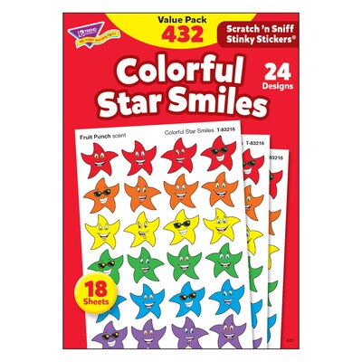 Trend Enterprises Colorful Star Smiles Stinky Stickers Variety Pack, Multicolored, 432/Pack (T-83904)