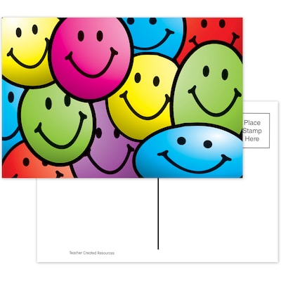Teacher Created Resources Smiley Faces Smooth Personal Postcards, Multicolor, 30/Pack (TCR1965)