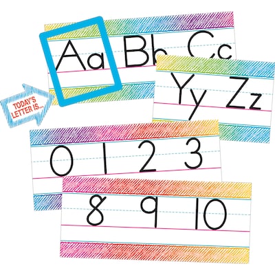 Teacher Created Resources Colorful Scribble Alphabet Line Bulletin Board, 14/Set (TCR3052)