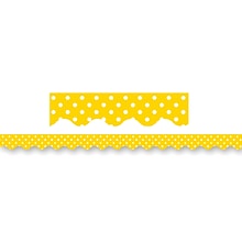 Teacher Created Resources TCR4668 35 x 2.187 Scalloped Polka Dots Border Trim, Yellow/White