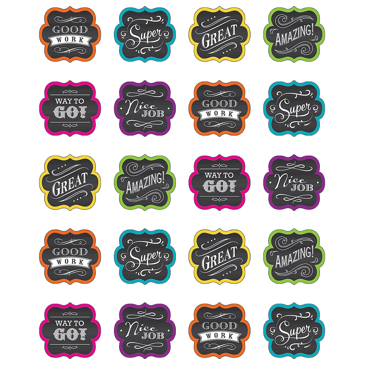 Teacher Created Resources Chalkboard Brights Stickers, Pack of 120 (TCR5618)