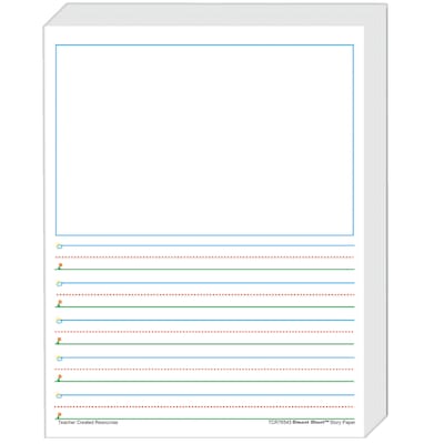 Teacher Created Resources K, 1 5/8 Space Writing Paper, Printed, Letter 8.50 x 11, White Paper, 3