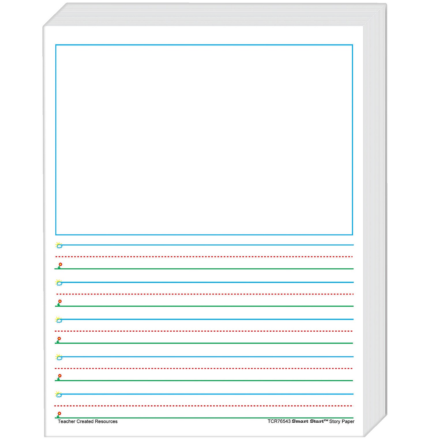 Teacher Created Resources K, 1 5/8 Space Writing Paper, Printed, Letter 8.50 x 11, White Paper, 360Sheet