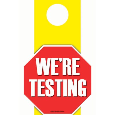 Top Notch Teacher Products 6.5 x 11 We’re Testing Die-Cut Door Hanger, Each (TOP5364)