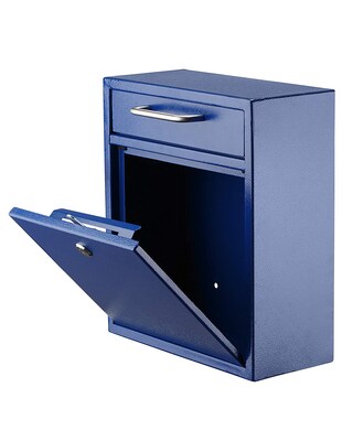 AdirOffice Wall-Mounted Steel Drop Box Mailbox, Blue (631-05-BLU)