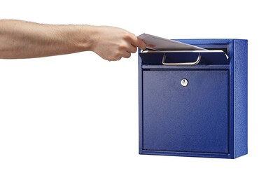 AdirOffice Wall-Mounted Steel Drop Box Mailbox, Blue (631-05-BLU)