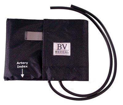 Aneroid Sphyg Replacement Cuff & Two-Tube Bladder ONLY, Black Nylon, Adult, Latex