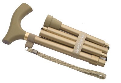 Switch Sticks Folding Walking Cane, Gold