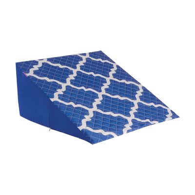 HealthSmart Premium Foam Comfort Bed Wedge Pillow with Spill-Resistant Cover, Blue Moroccan, 12 x 24