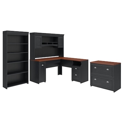 Bush Furniture Fairview L Shaped Desk With Hutch Bookcase And