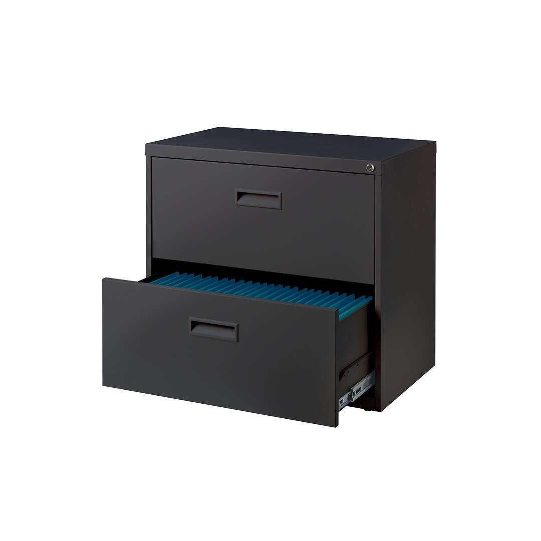Space Solutions 2 Drawer Lateral File Cabinet Letter Width Charcoal 30 Wide 20228 Quill Com