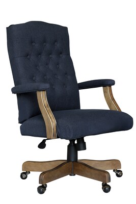 BOSS Executive Denim Blue Linen Chair with Driftwood Finish Frame (B905DW-NV)