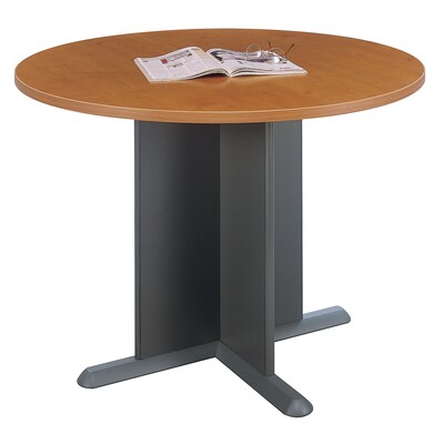 Bush Business Furniture 42 Inch Round Conference Table, Natural Cherry/Graphite Gray, Installed (TB57442FA)