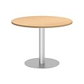Bush Business Furniture 42W Round Conference Table with Metal Disc Base, Natural Maple