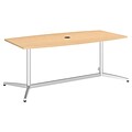 Bush Business Furniture 72L x 36W Boat Top Conference Table with Metal Base, Natural Maple