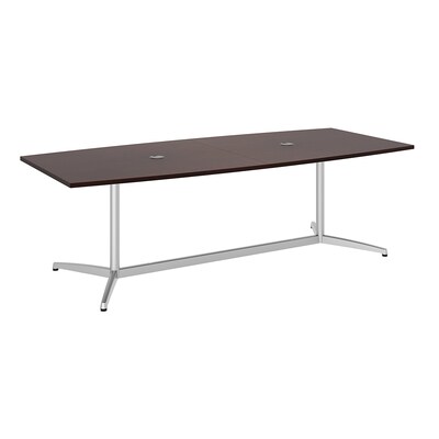 Bush Business Furniture 96L x 42W Boat Top Conference Table with Metal Base, Harvest Cherry, Installed (99TBM96CSSVKFA)